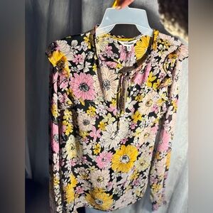 Steve Madden Women's Floral Blouse - Black, Pink, Yellow